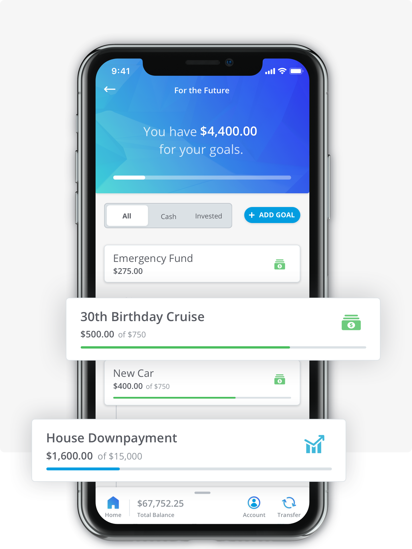 Rize savings screen