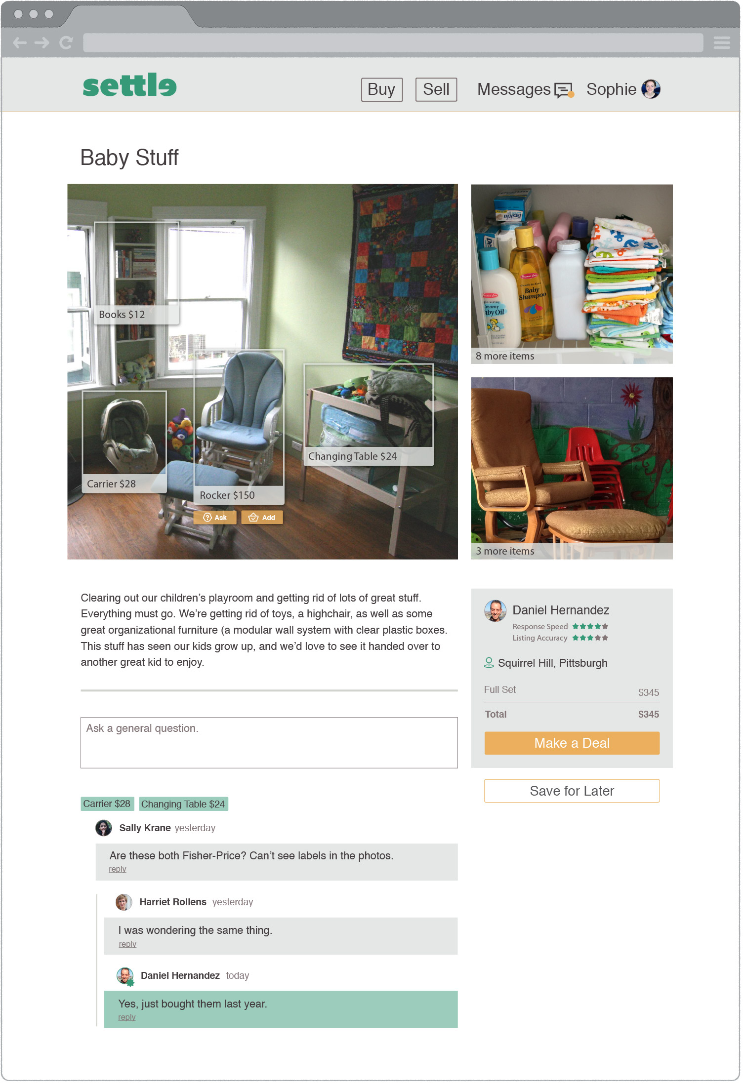 Settle desktop interface for buyers